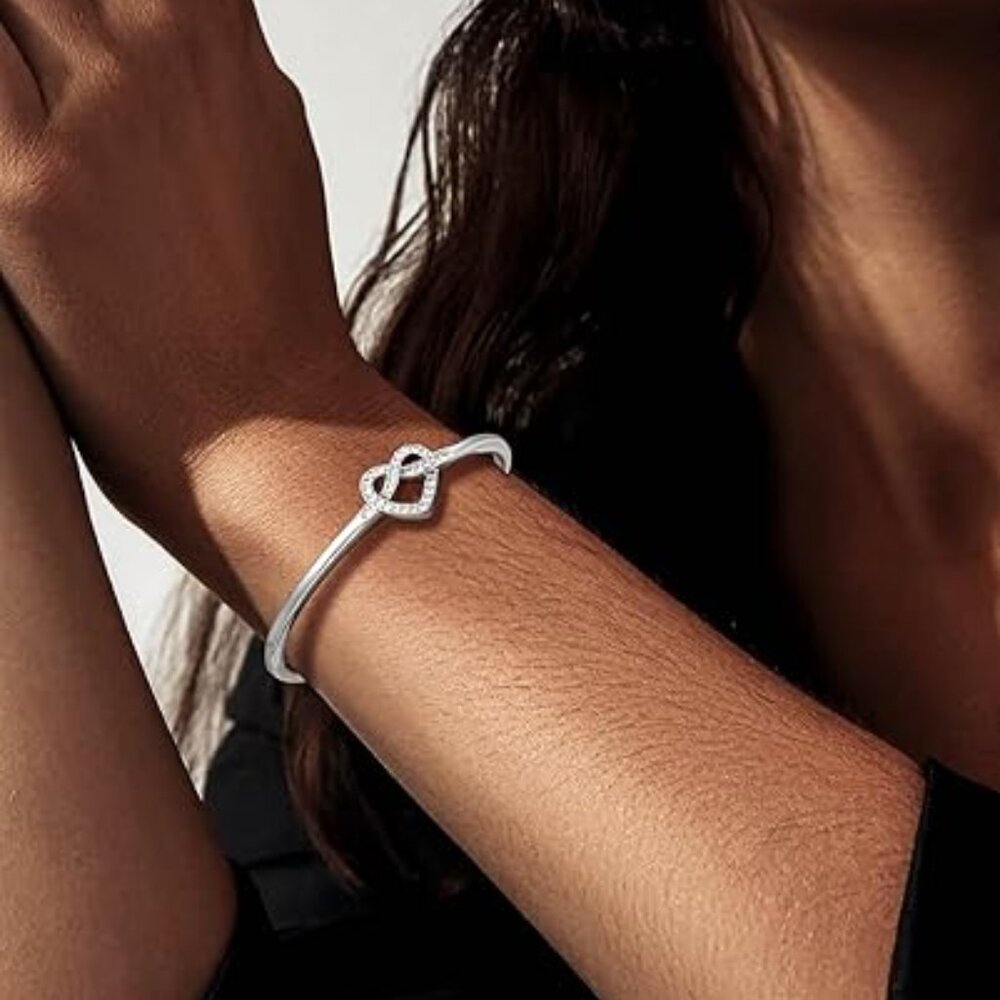 Neiman Marcus Platinum Plated Unisex Cuff Heart Bracelet